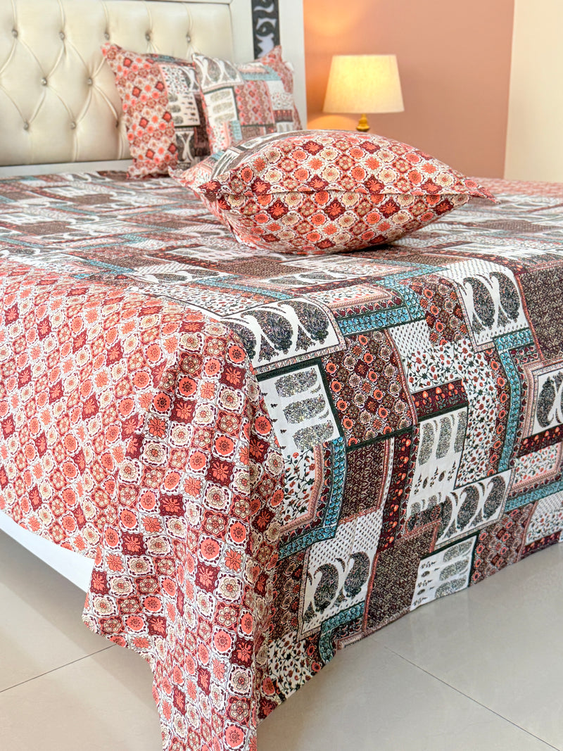 Earthern Harmony Ajrakh Bedsheet