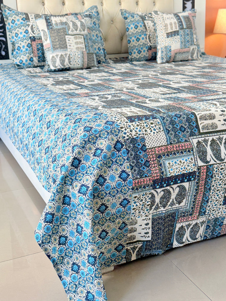 Mystic Ocean Ajrakh Hand Blocked Sheet