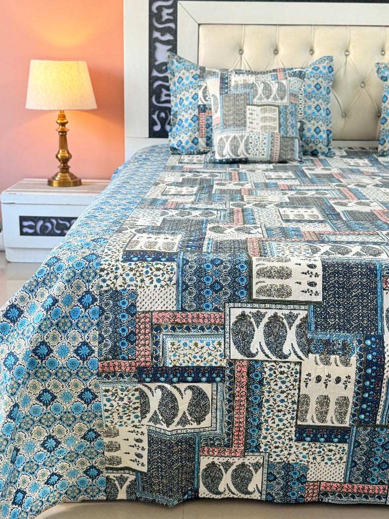 Mystic Ocean Ajrakh Hand Blocked Sheet