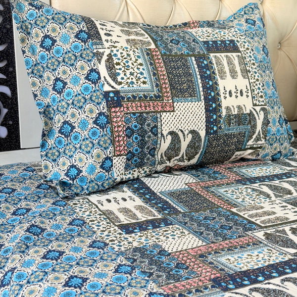 Mystic Ocean Ajrakh Hand Blocked Sheet