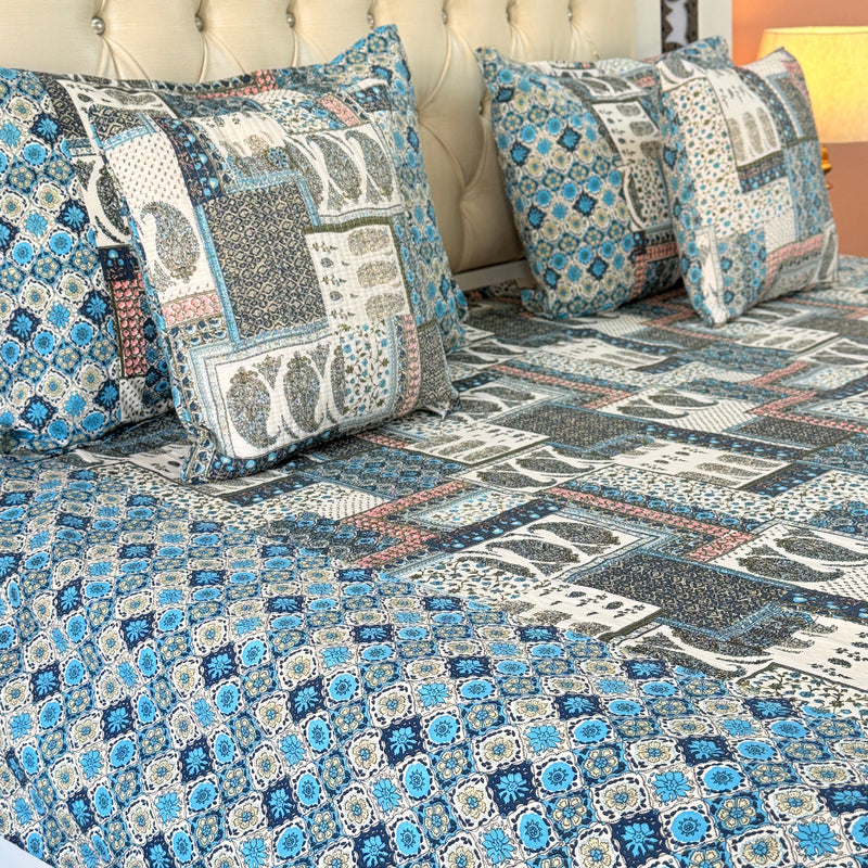 Mystic Ocean Ajrakh Hand Blocked Sheet