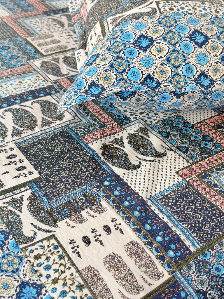 Mystic Ocean Ajrakh Hand Blocked Sheet