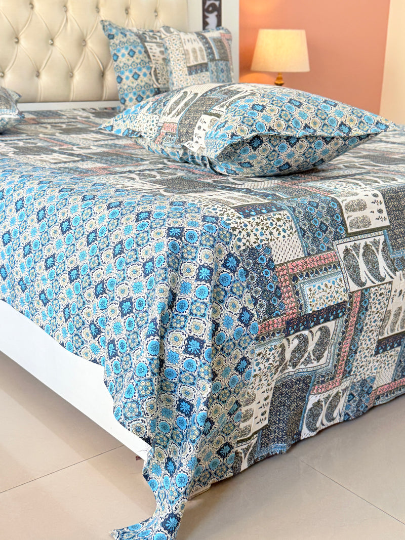 Mystic Ocean Ajrakh Hand Blocked Sheet