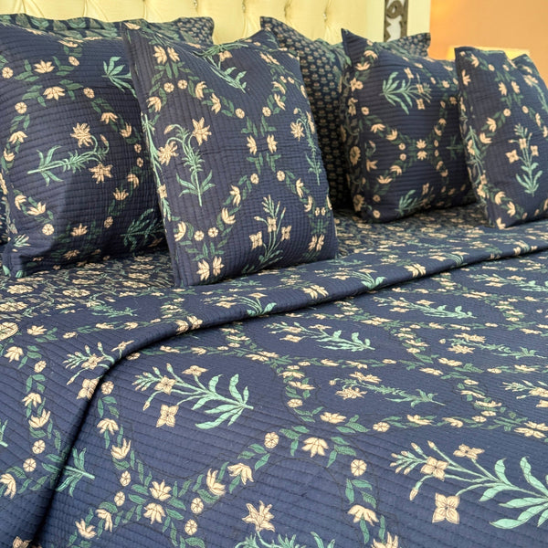Aabroo Hand Blocked Ajrakh Quilted Bedcover