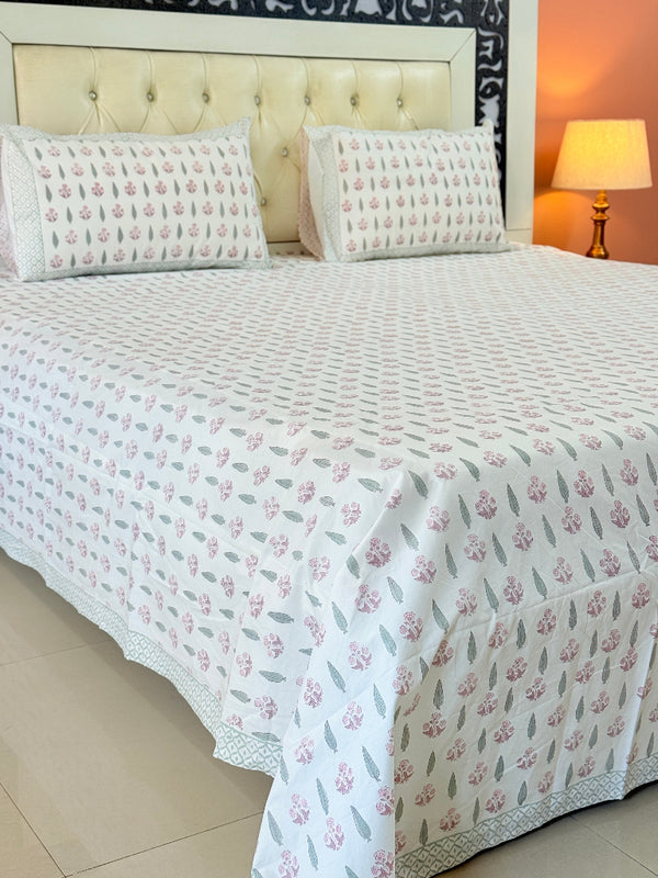 Cypress and Floral Buti Hand Blocked Sheet