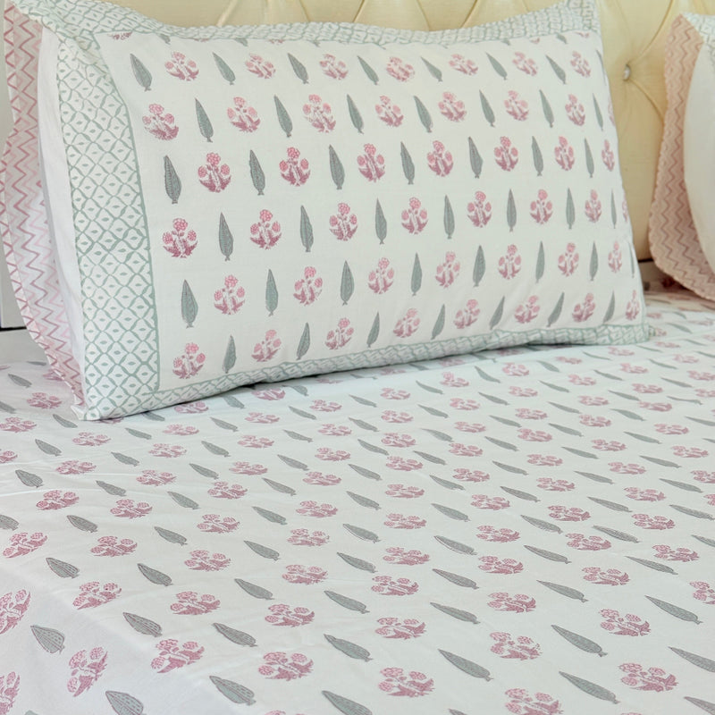 Cypress and Floral Buti Hand Blocked Sheet