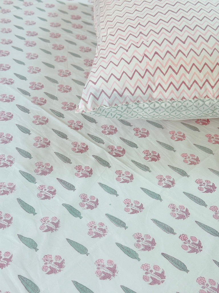 Cypress and Floral Buti Hand Blocked Sheet