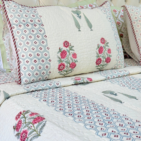 Eternal Harmony Hand Blocked Quilted Bedcover