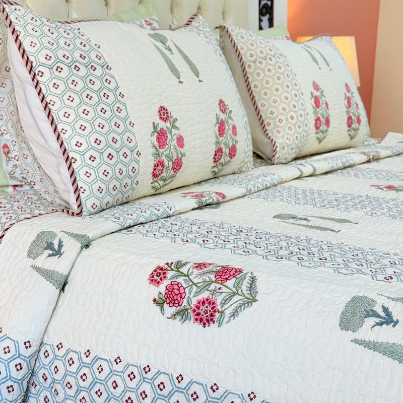 Eternal Harmony Hand Blocked Quilted Bedcover