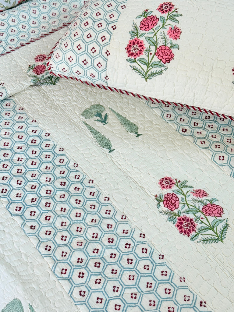 Eternal Harmony Hand Blocked Quilted Bedcover