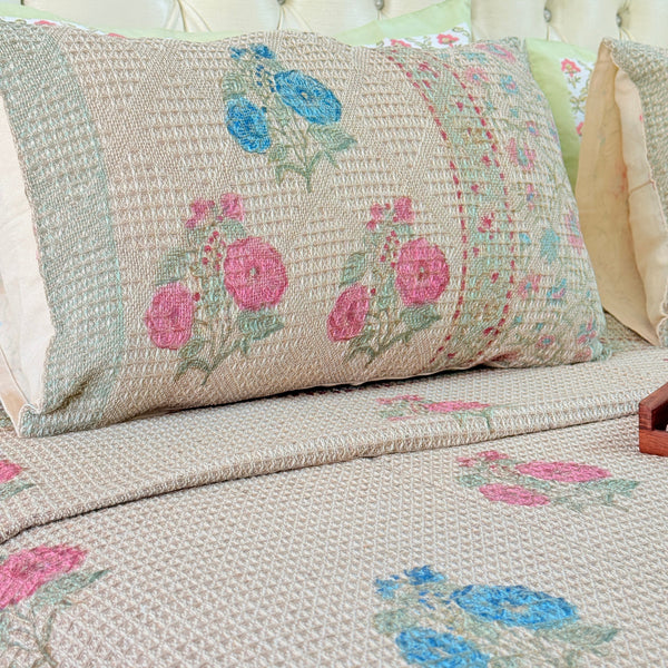Floral Fantasy Hand Blocked South Cotton Weave Bedcover
