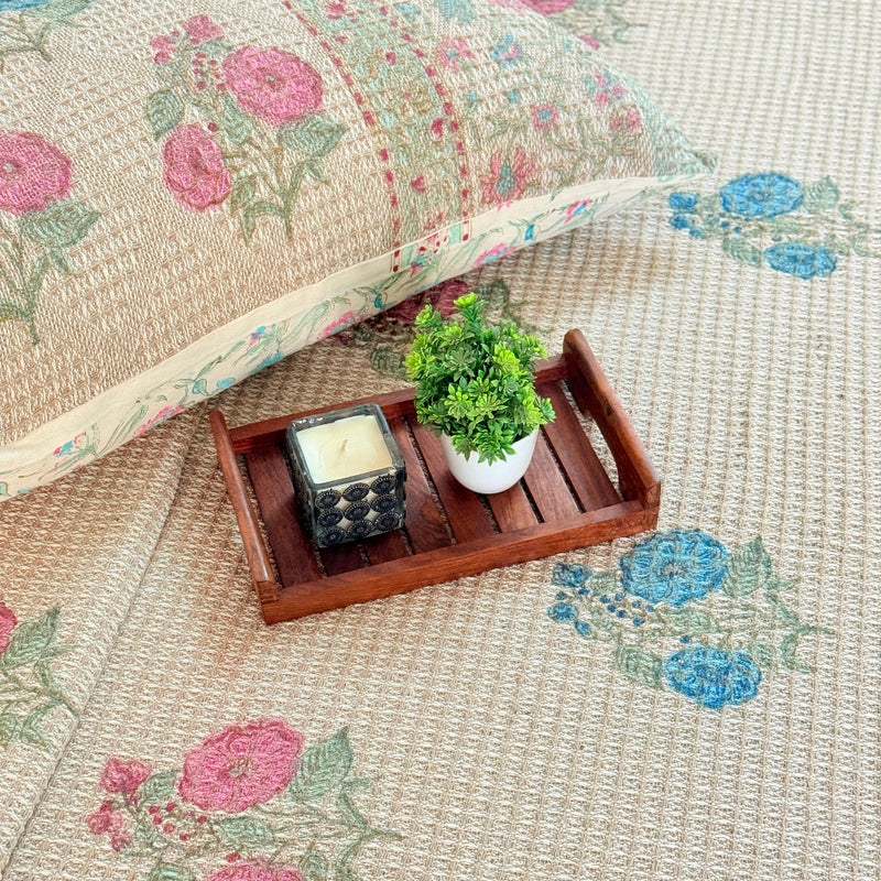 Floral Fantasy Hand Blocked South Cotton Weave Bedcover