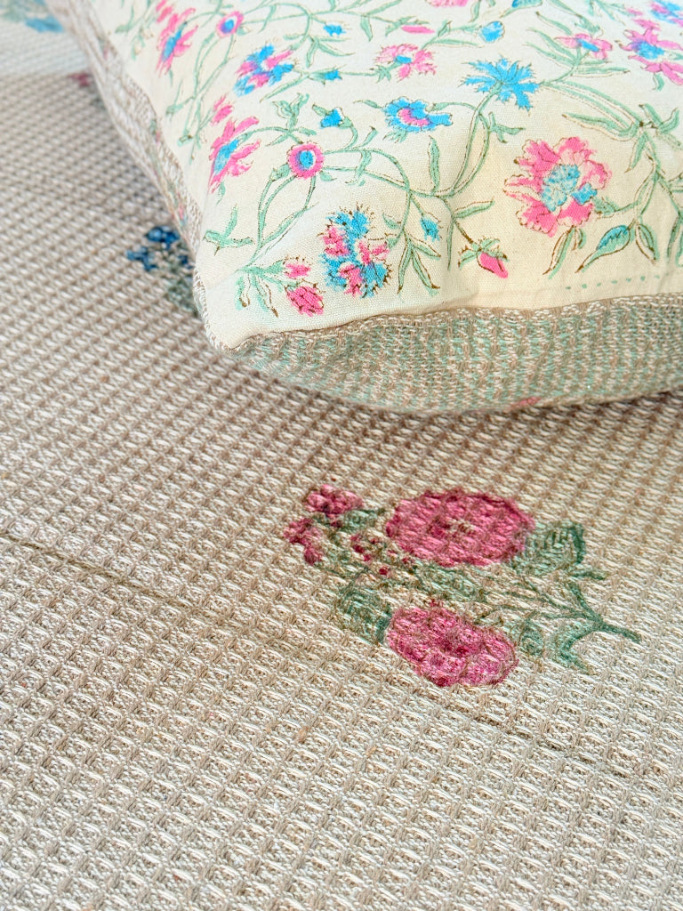 Floral Fantasy Hand Blocked South Cotton Weave Bedcover
