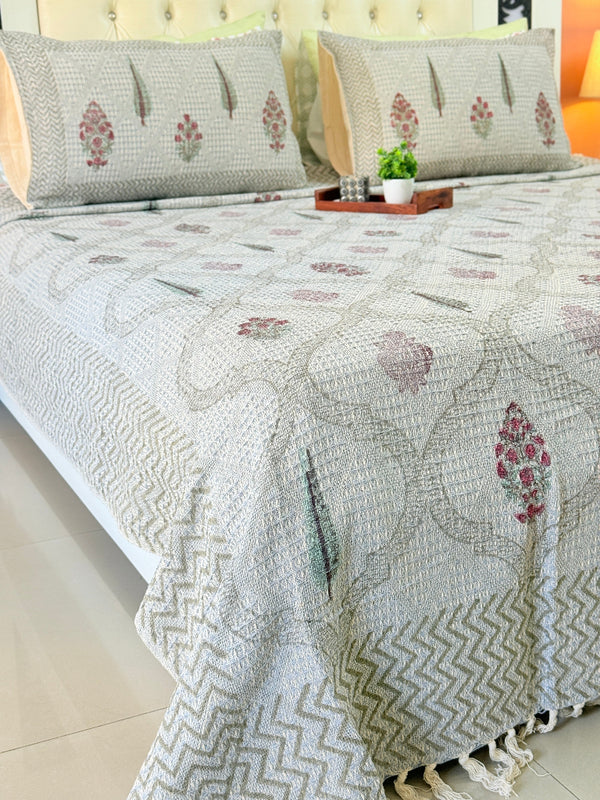 Artisanal Charm Hand Blocked South Cotton Weave Bedcover