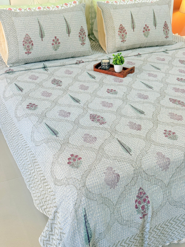 Artisanal Charm Hand Blocked South Cotton Weave Bedcover