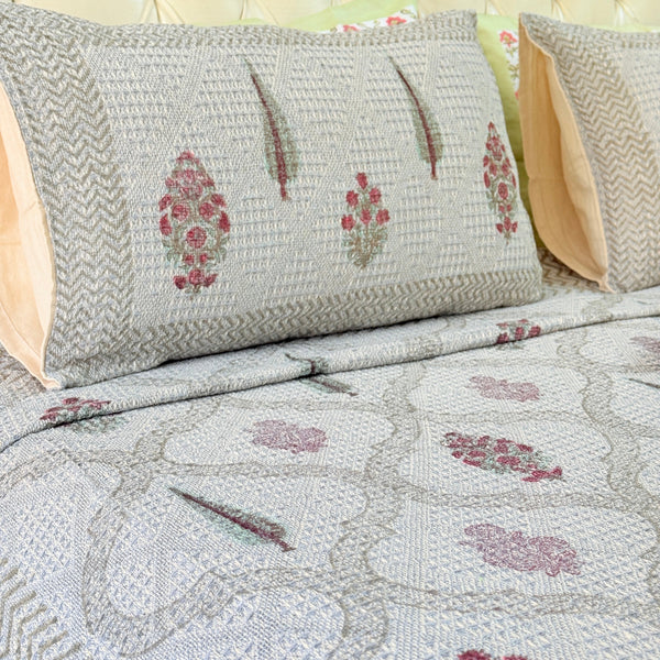 Artisanal Charm Hand Blocked South Cotton Weave Bedcover