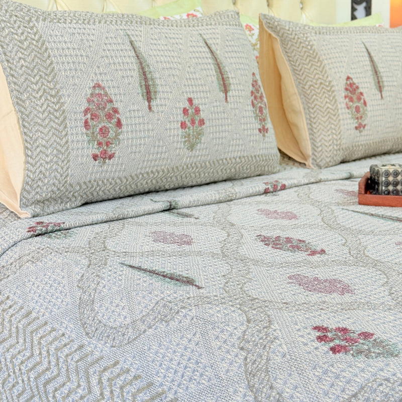 Artisanal Charm Hand Blocked South Cotton Weave Bedcover