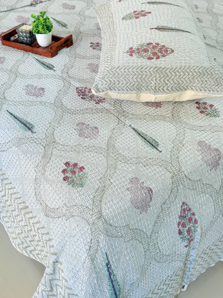 Artisanal Charm Hand Blocked South Cotton Weave Bedcover