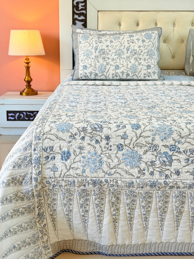 The Serenity - Hand Blocked Quilted Bedcover