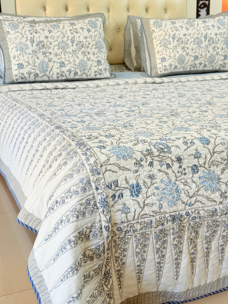 The Serenity - Hand Blocked Quilted Bedcover