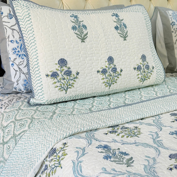 The Tranquil Layer - Hand Blocked Quilted Bedcover