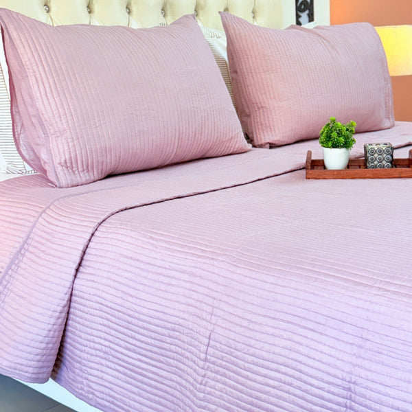 Lilac Love Solid Color Quilted Bedcover