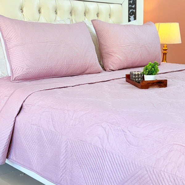 Lilac Whisper - Embroidered Quilted Bedcover