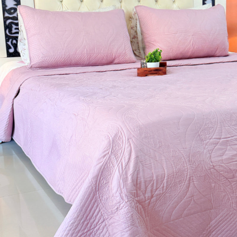 Lilac Whisper - Embroidered Quilted Bedcover