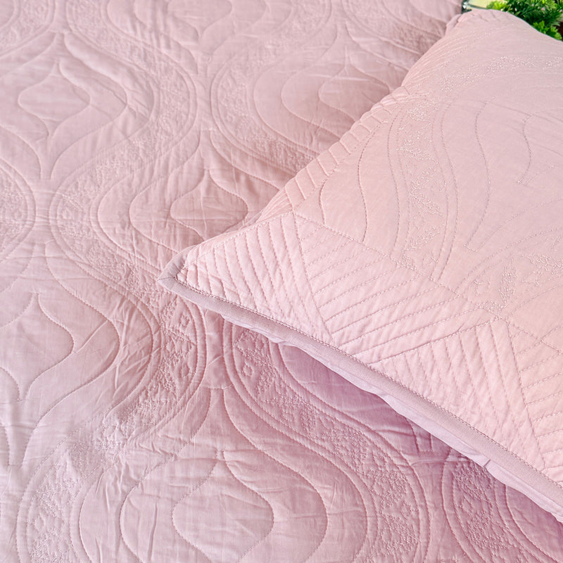 Lilac Whisper - Embroidered Quilted Bedcover
