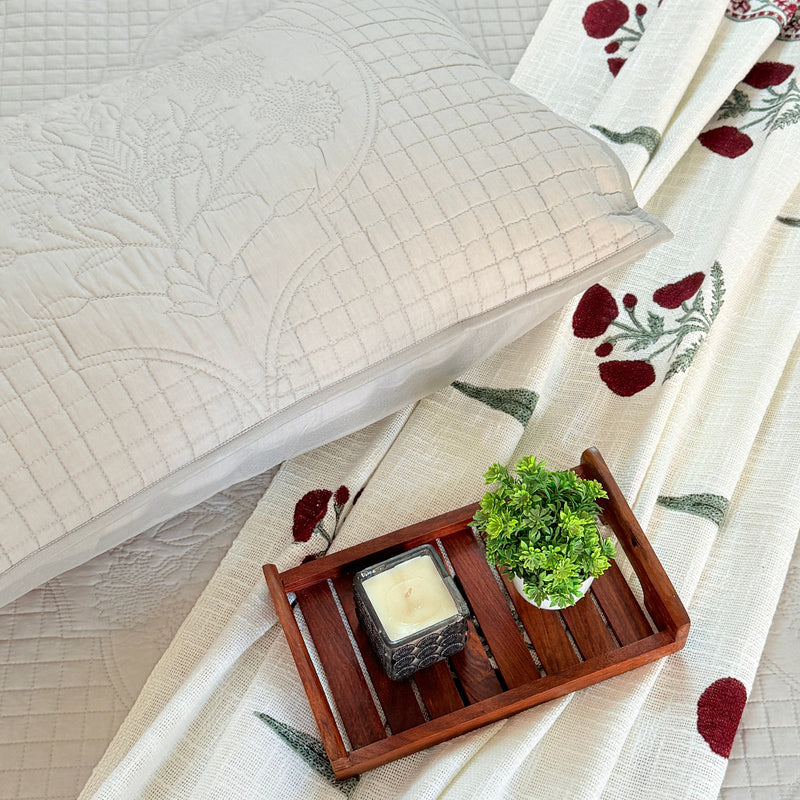 Moonstone Mist Embroidered Quilted Bedcover