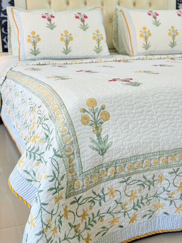 Bahaar-e-Jannat Hand Blocked Quilted Bedcover