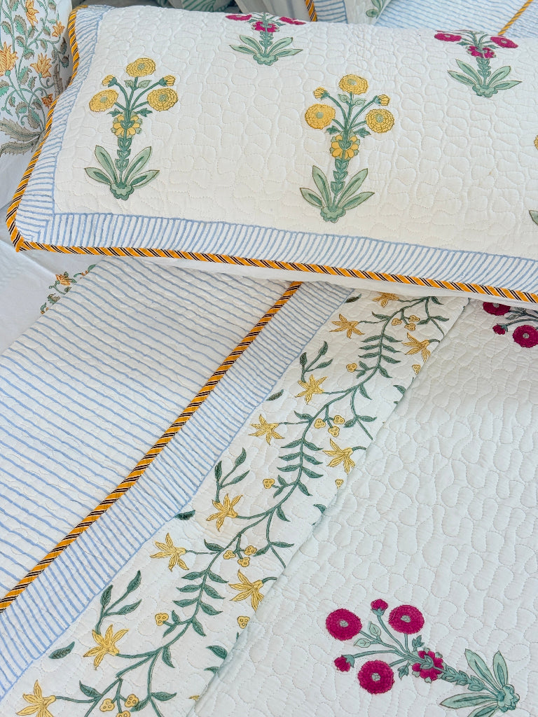 Bahaar-e-Jannat Hand Blocked Quilted Bedcover
