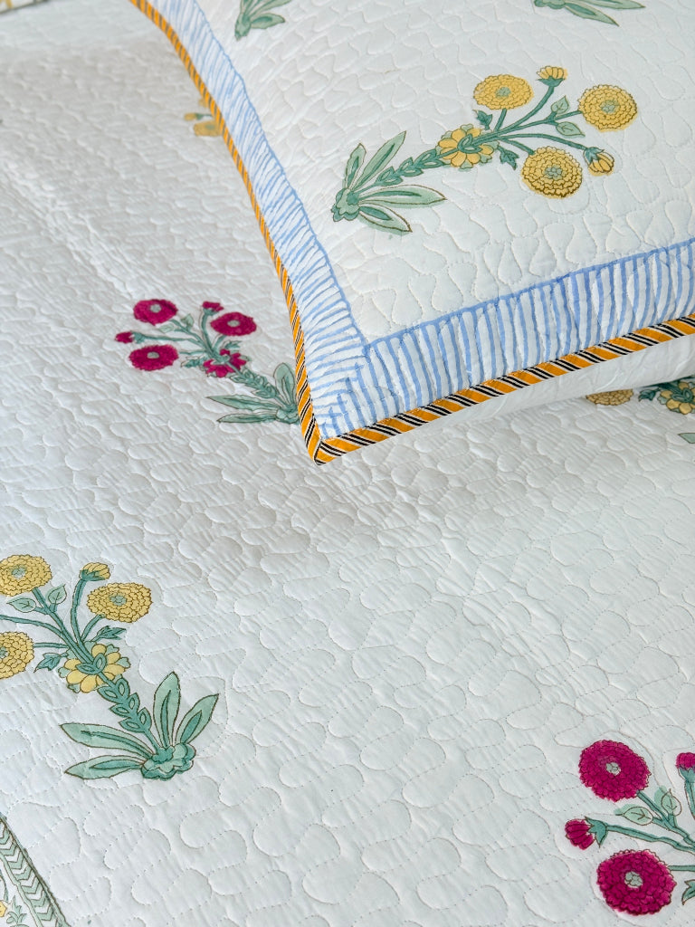 Bahaar-e-Jannat Hand Blocked Quilted Bedcover