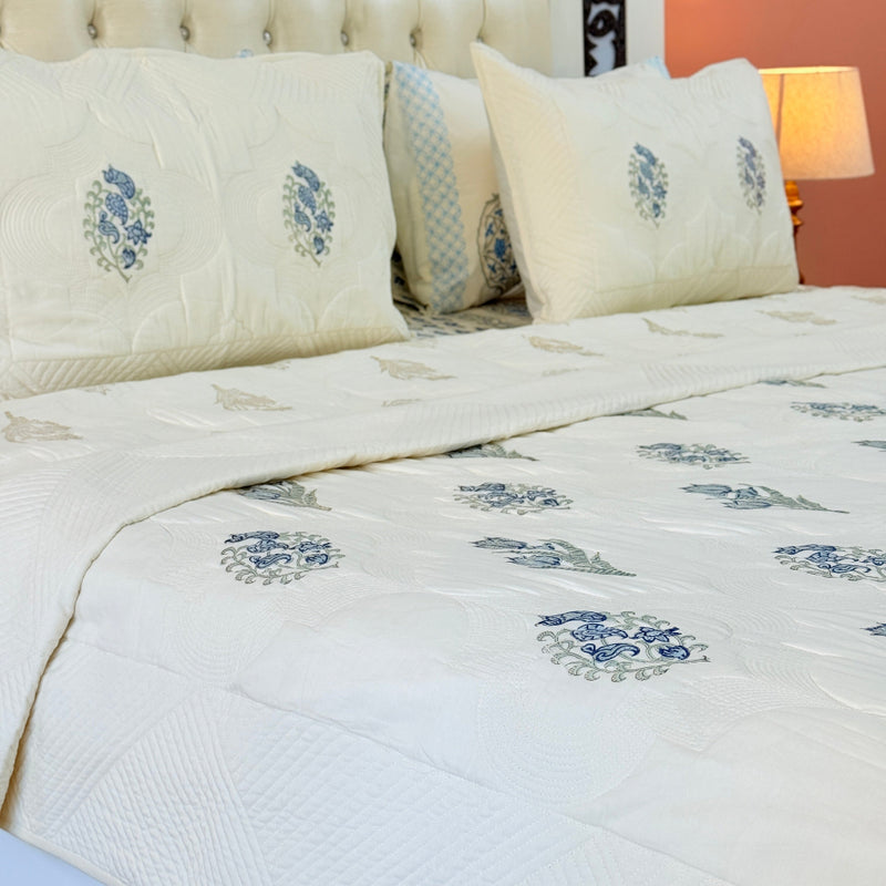 Layered Calm - Hand Blocked Quilted Bedcover