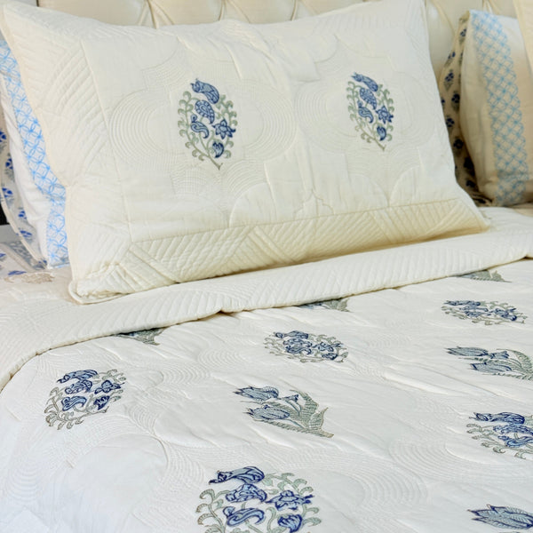 Layered Calm - Hand Blocked Quilted Bedcover