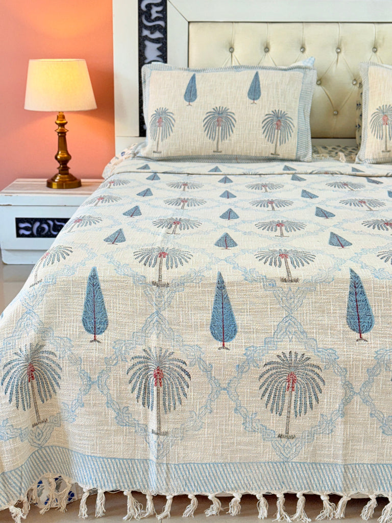 Palm Springs Hand Blocked South Cotton Weave Bedcover