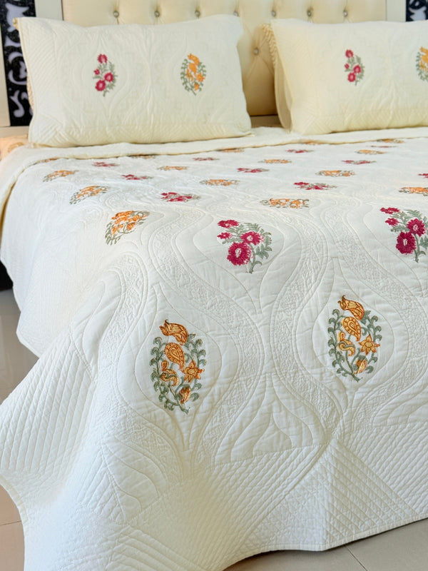 Minimal Muse Hand Blocked Quilted Bedcover