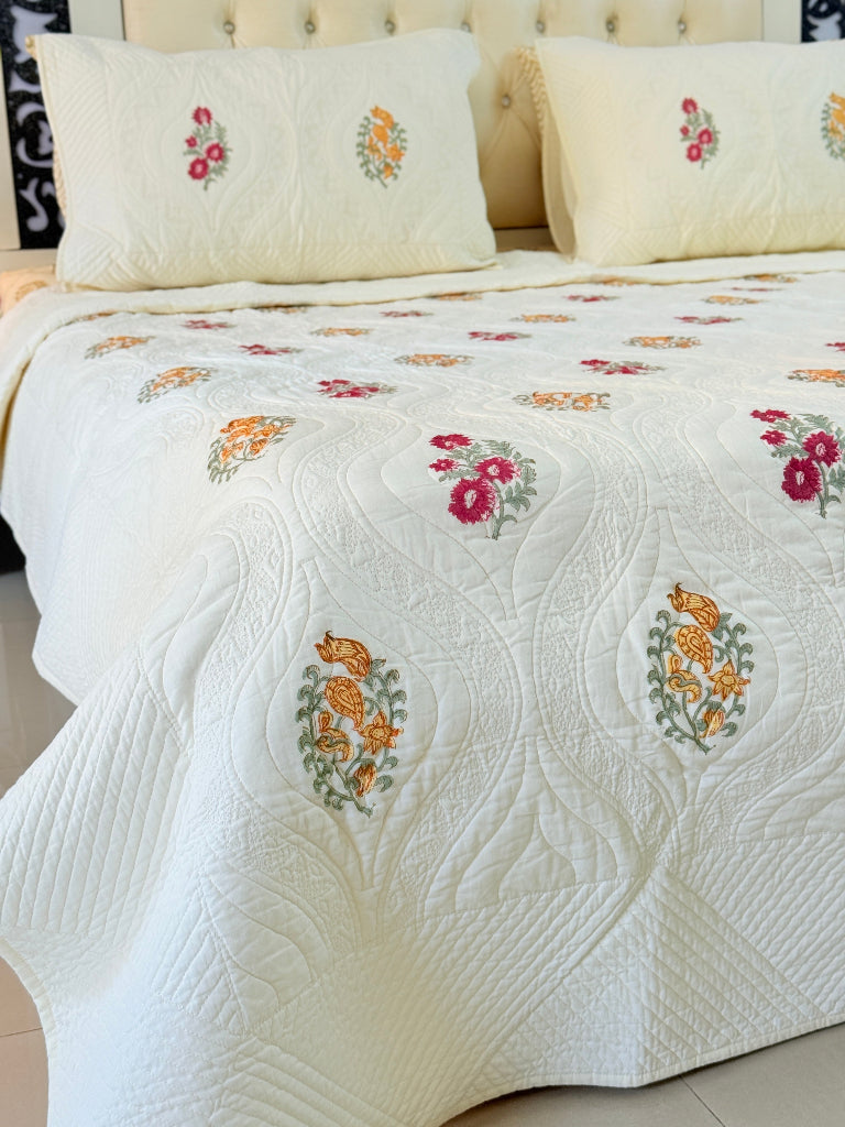 Minimal Muse Hand Blocked Quilted Bedcover
