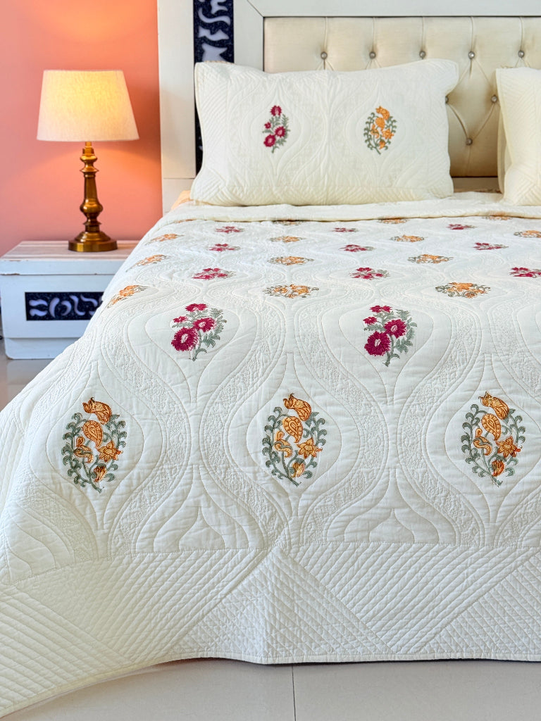 Minimal Muse Hand Blocked Quilted Bedcover