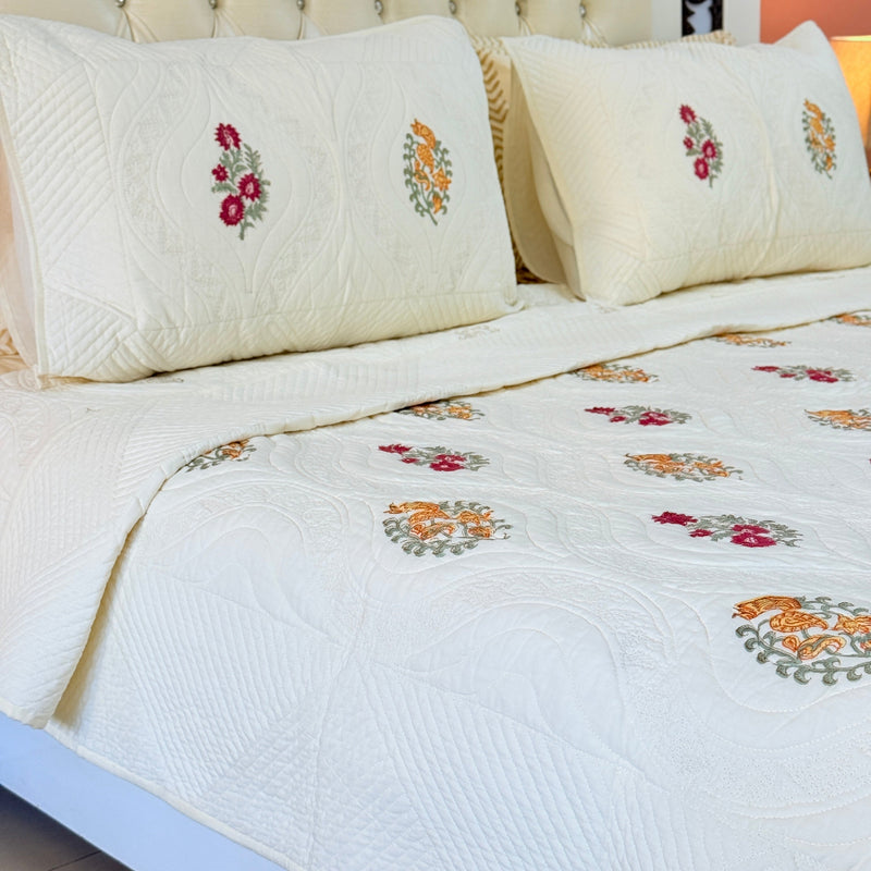 Minimal Muse Hand Blocked Quilted Bedcover