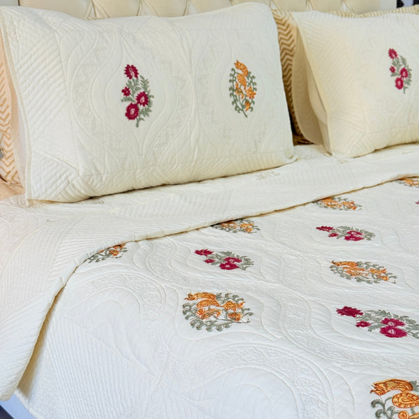 Minimal Muse Hand Blocked Quilted Bedcover