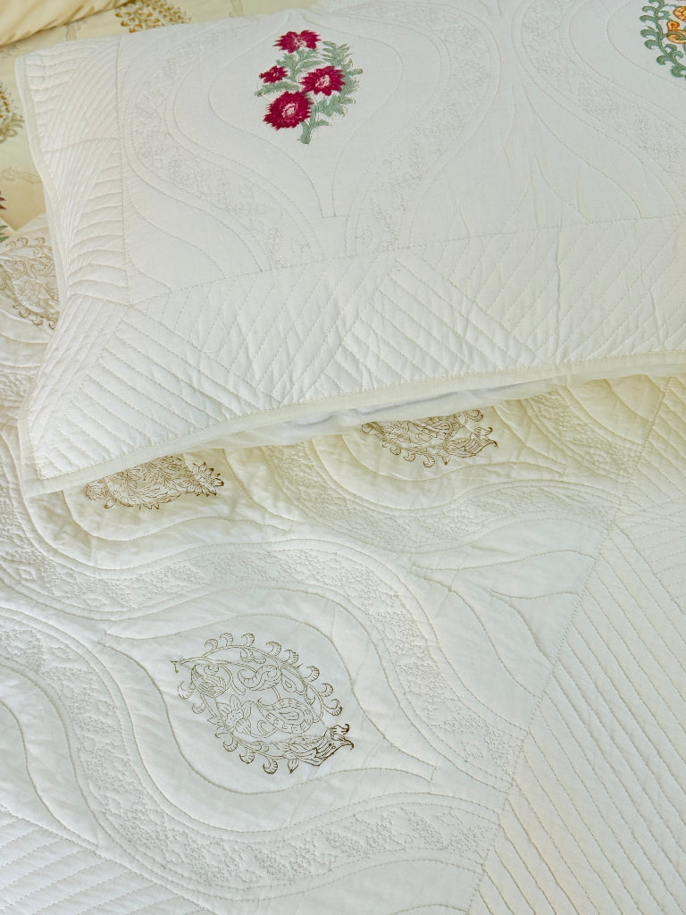 Minimal Muse Hand Blocked Quilted Bedcover