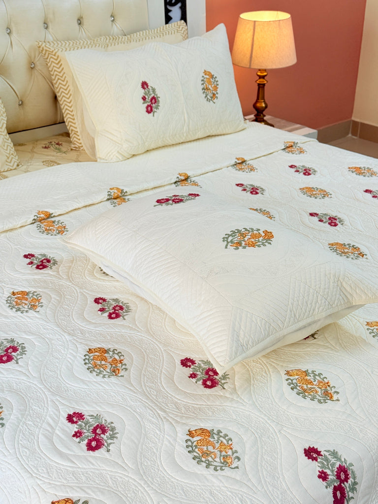 Minimal Muse Hand Blocked Quilted Bedcover