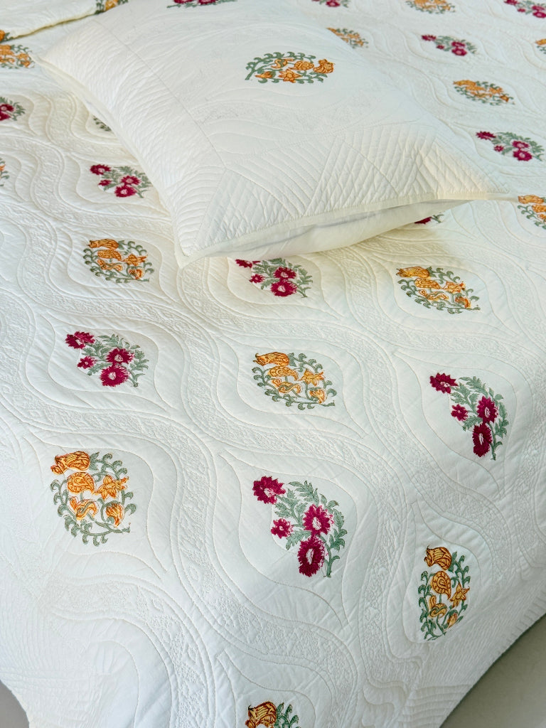 Minimal Muse Hand Blocked Quilted Bedcover