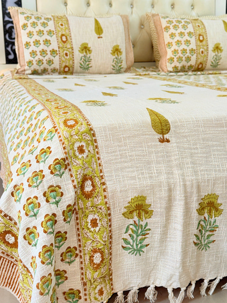 Handcrafted Hues Hand Blocked South Cotton Weave Bedcover