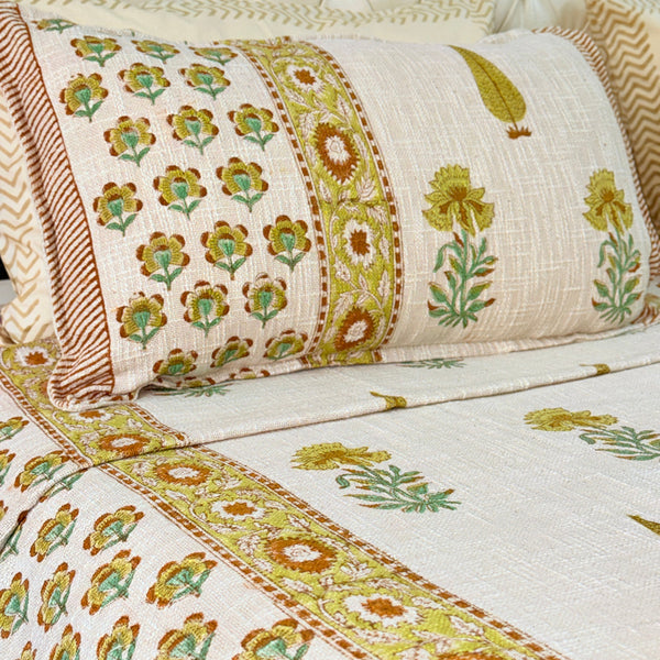 Handcrafted Hues Hand Blocked South Cotton Weave Bedcover