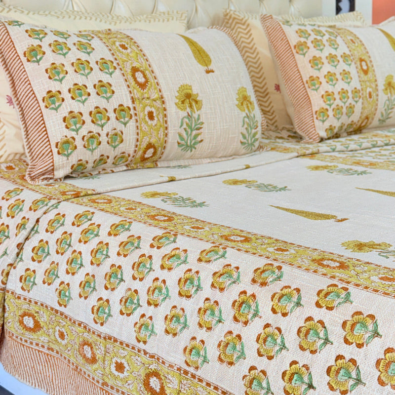 Handcrafted Hues Hand Blocked South Cotton Weave Bedcover