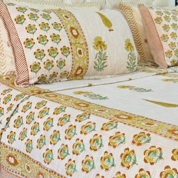 Handcrafted Hues Hand Blocked South Cotton Weave Bedcover