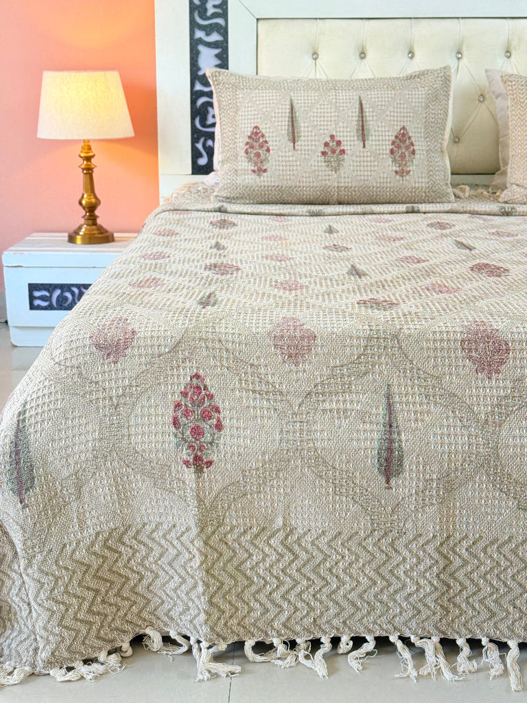Crafted Calm Hand Blocked South Cotton Weave Bedcover