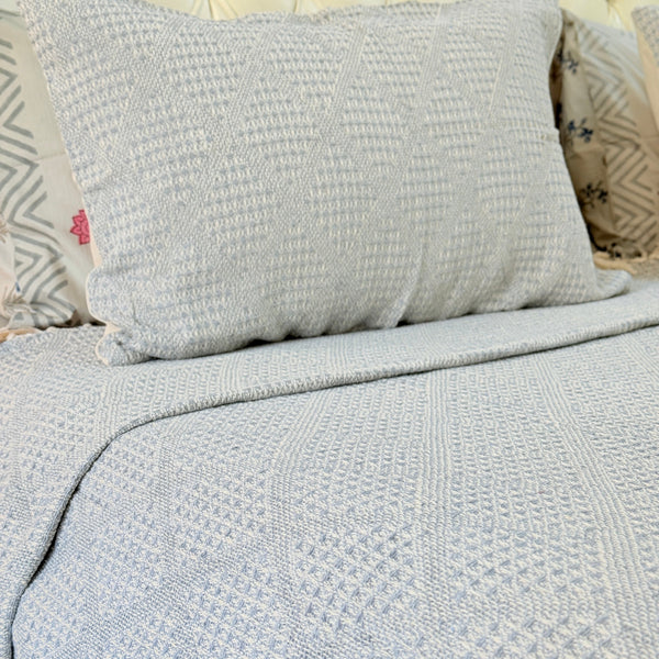 Threaded Calm South Cotton Weave Bedcover (Pastel Blue)